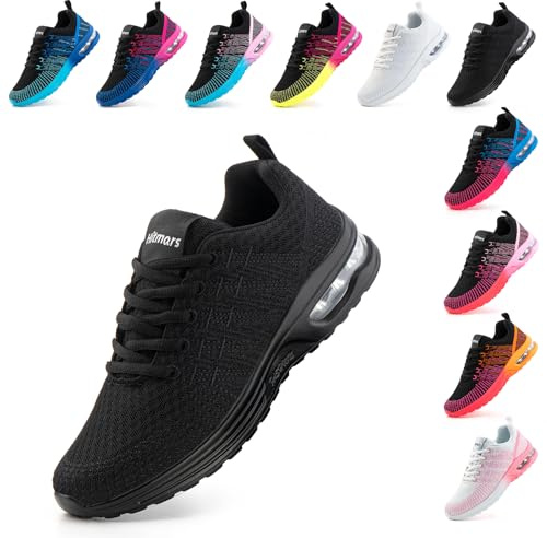 Scarpe da Ginnastica Donna Scarpe da Running Corsa Camminata Respirabile Basse Mesh Platform Sneakers Sport Running Jogging Shoes Nero 38