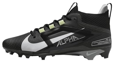 Nike Alpha Menace 4 Elite Football Cleats (FD7036-600, University Red/Team Red/Black/White), Black/Light Smoke Grey/Metallic Silver/White, 14 UK