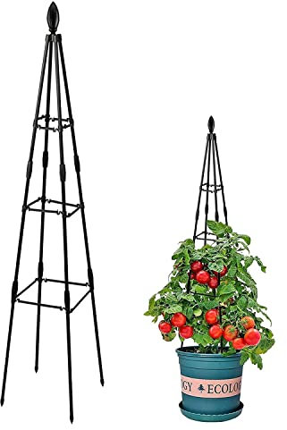 Soporte ligero para flores de enrejado de obelisco de jardín, 80 cm, 120 cm, 160 cm, enrejado de metal para plantas al aire libre, soporte de pirámide negra para jaulas de tomates de interior, pepinos
