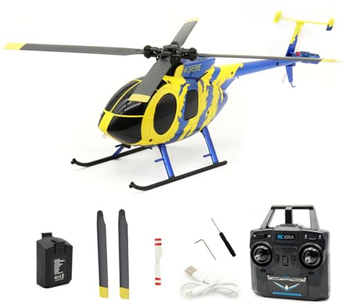 JOYARCH RC ERA C184 MD500 Hélicoptère radiocommandé pour adulte, 2,4 G 4 CH 6 axes sans aéronef télécommandé, avion radiocommandé ultra-stable avec capteur optique et émetteur amélioré – 1 batterie