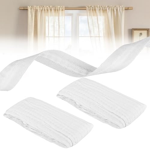 2 rollos de cinta para cortinas para coser, cinta para cortinas con fruncidos para planchar, cinta para cortinas para coser, cinta de planchado blanca para cortinas, cinta para pliegues de cortinas