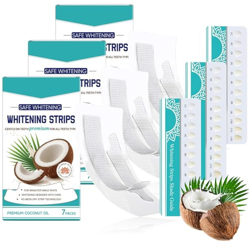 Zahnaufhellung Whitening Strips, 7 Stück Teeth Whitening Strips, Coconut Mint WhiteningStrips, Bleaching Stripes für Empfindliche Zähne, Zähne Aufhellen, Schnelles Entfernen Aller Flecken (3)