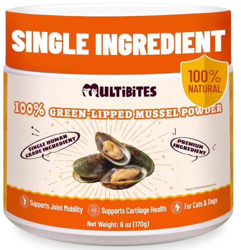 MULTIBITES 100% Green Lipped Mussel Powder for Dogs & Cats - 170g | Natural Mussels for Dogs. Cat & Dog Joint Supplements with Omega-3 & Glucosamine. Support Hip and Joint Health. Large Size