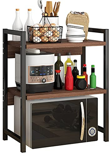 Industriell mikrovågsugnsställ – 3 nivåer vintage köksstativhylla för platsbesparande förvaring i kök, badrum, kontor – robust och snygg design – 50 x 30 x 60 cm