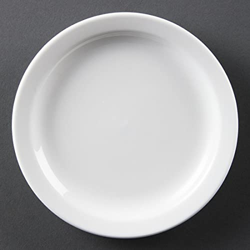 Olympia White Ware Narrow Rimmed Service Plates 150mm Porcelain 12pc