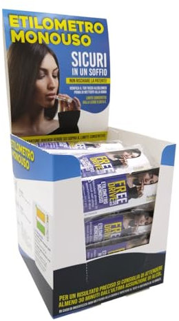 ESPOSITORE 50 ETILOMETRI MONOUSO PER LA MESSA A NORMA DEI LOCALI PUBBLICI O CHIUNQUE FACCIA SOMMINISTRAZIONE DI ALCOL DOPO LE ORE 24:00.