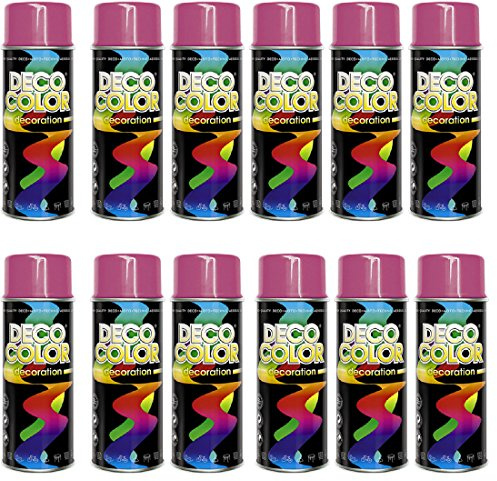 Deco Color 12er Sparpack (1 Karton) Lackspray glänzend 400ml pink glanz RAL 4003