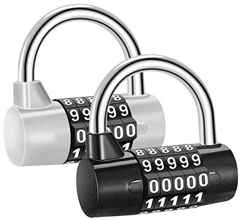 Sukudon Cadenas à Combinaison, Cadenas Code, 5 Chiffres, 2 Pièces, Noir, Argent