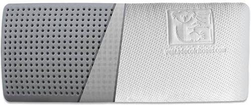 Ventadecolchones - Almohada Viscoelástica de Carbono Perforada - Antiácaros y Antibacterias - Tejido Aloe Vera - 135 cm