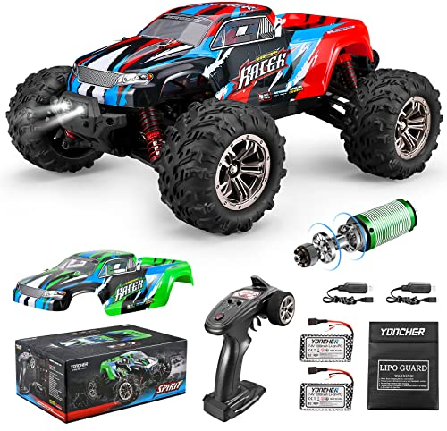 YONCHER YC250 Voiture Télécommandée Tout Terrain, 1:16 62+Km/h Moteur Brushless, 4WD 2.4GHz RC Voiture Camion Telecommande à Grande Vitesse, 4x4 RC électrique Crawlers Véhicule 2 Batteries 40min+