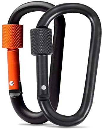 KAXIMON Carabiner Clips Locking for Keys- 2 Pack Small Durable Carabiner Keychain Camping Accessories for Hiking, Fishing (Not for Climbing)