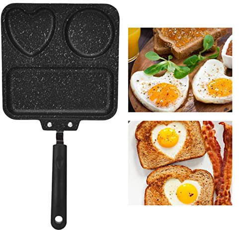TOTITOM Padella 3 in 1 con manico antiscottatura Padella quadrata antiaderente per colazione Piatto da cucina Padelle per barbecue Regalo di San Valentino