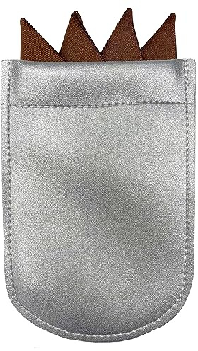 KOSTOO - Pañuelo de bolsillo preplegado para hombre, diseño de triángulos sólidos, bolsa de maquillaje pequeña, bolsas de cosméticos portátiles, organizador de monedero, plata, 5.23 x 3.54 x 0.12