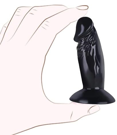Realistischer dildo klein, 11 cm weicher small dildo mit starkem Saugnapf, Analdildo für Anfänger, Sexspielzeug für Erwachsene, geeignet für Frauen/Männer/Schwule，schwarzer Penis