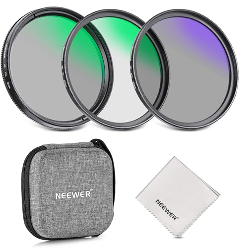 NEEWER 52mm UV/CPL/ND Lens Filter Kit with Hard Shell Storage Case, Multicoated Optical Glass & Aluminum Alloy Frame, UV + Circular Polarizer (CPL) + Neutral Density (ND4) Filter for Camera Lens