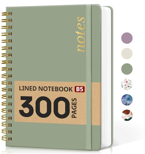 Lined Spiral Notebook Journal for Work, 300 Pages Thick B5 (7.1x10) College Ruled Journal for Women & Writing, Hardcover Notebook for Note Taking, Perfect for Office Home School Supplies, Green