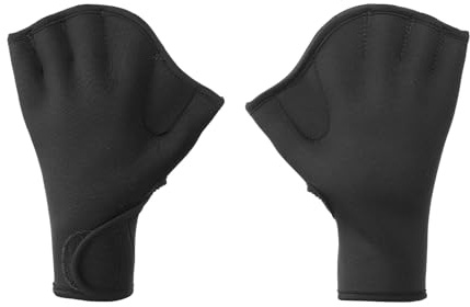 PATIKIL Guantes de natación, Guantes de natación con Aletas Fitness acuático Resistencia al Agua Aletas de Mano para Mujeres y Hombres Aeróbicos acuáticos, M, Negro