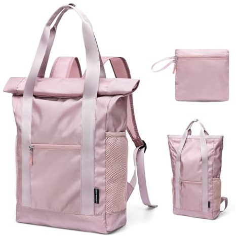 GOLF QUALITY Foldable Convertible Tote Backpack Lightweight Versatile Nylon Daypack for Women Work Leisure Travel,Berry Pink