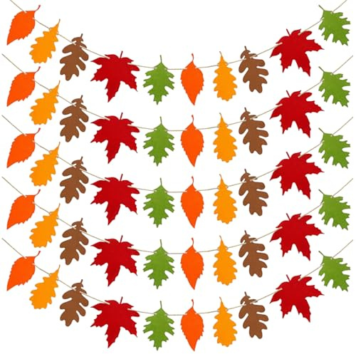 Yaopelky Ghirlanda autunnale in feltro per il Ringraziamento, decorazione da appendere per la casa, autunno, vacanze, raccolto (5 foglie autunnali)