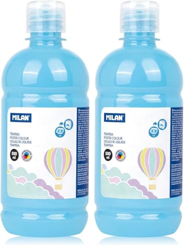 MILAN® Botella témpera 500 ml azul claro pastel (Paquete de 2)