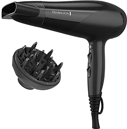 Remington Damage Protection Hair Dryer with Ceramic Ionic Tourmaline Technology, Black, Diffuser and Concentrator, 3 Piece Set