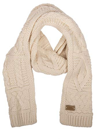 Aran Traditions Cream White Cable Knit Scarf(Size: One size)