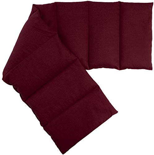 Almohada térmica compartimentada en 8 con huesos de cerezas 75x20cm | burdeos | Saco térmico para microondas | Calor y frío | Cojín térmico con semillas