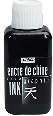 Pebeo Graphic India Ink, 250 ml Bottle Black