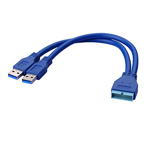 SIENOC 2 puertos USB 3.0 A macho a 20 pines macho Cable de adaptador de extensión de la placa base