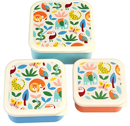 Rex London Children's Reusable BPA Free Snack Boxes (Set of 3) - Wild Wonders