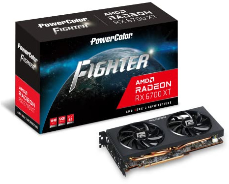 Powercolor Fighter AMD Radeon RX 6700 XT Gaming Grafikkarte mit 12GB GDDR6 Speicher, Powered by AMD RDNA 2, Raytracing, PCI Express 4.0, HDMI 2.1, AMD Infinity Cache, AXRX 6700XT 12GBD6-3DH