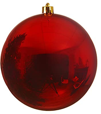 Weihnachtskugel bruchfest Plastik Kunststoff Christbaumkugel Baumkugel glänzend groß XXL (Weihnachtsrot, 25 cm)