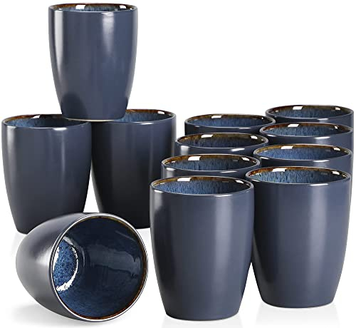 vancasso Becher ohne Henkel, BUBBLE 12-teiliges Becherset aus Steinzeug, Kaffee Tassen 380ml