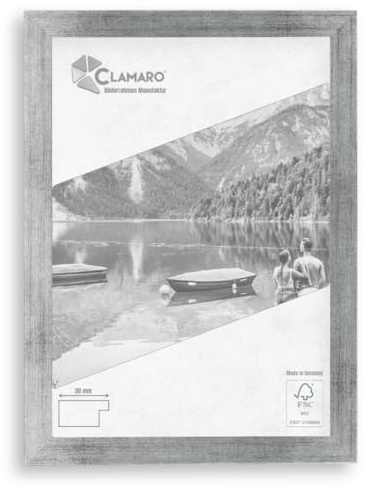 ClaMARO COLLAGE bildram 75 x 105 handgjorda enligt mått | silver borstad | modern fyrkantig MDF träram inkl. akrylglas, bakvägg och hängare (liggande och stående format)