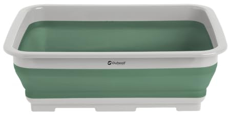Outwell 10L Collaps Washing Up Bowl | Collapsible Compact Dish Tub for Kitchen, Camping & Caravans | Durable Collapsible Laundry Basin, Space-Saving Design (Shadow Green)
