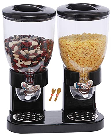 Double Distributeur de Céréales, Distributeur de Céréales Duo, Distributeurs de Céréales - Cornflakes Dispenser - Contenants de Céréales - Avec 2 contenants - Petit-déjeuner - Outils de Cuisine
