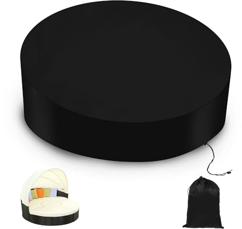 Yakimz Housse de protection ronde imperméable avec sangle de serrage réglable, film de protection pour île solaire, indéchirable, résistante à l'hiver, aux UV, imperméable, noire, 230 x 90/50 cm