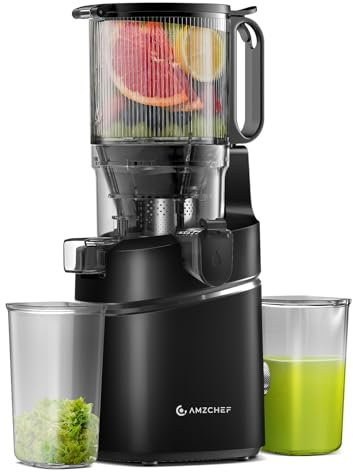 AMZCHEF Spremiagrumi automatico all-in-one, apertura 135 mm e spremiagrumi da 1,8 l per frutta e verdura