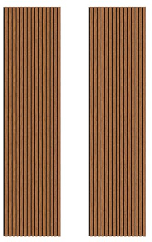 Decoranddecor Acoustic Slat Wood Wall Panels and Ceiling Panelling Decorative 3D MDF 240 cm x 60 cm Walnut - 2 Pack