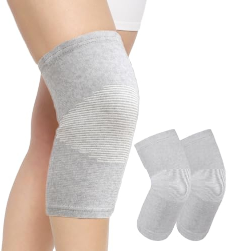 Lot de 2 genouillères en bambou pour femme avec compression - Respirantes - Pour homme et femme - Pour le volley-ball, l'entraînement, l'arthrose, le sport