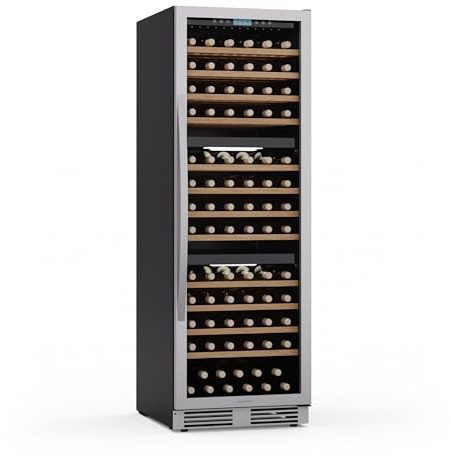 KLARSTEIN Vinovilla 36 Trio Cantinetta per Vini, 144 Bottiglie, 3 Temperatura 5-20°C, Touch Control, LED, UV, A Libera Installazione