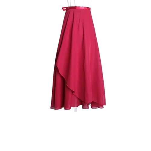 YDYAENIO Falda de ballet de gasa para mujer, falda de ballet de gasa con tutú de baile, bufanda envolvente, bufanda de gimnasia, falda larga de ballet para mujer, Burdeos, Talla única