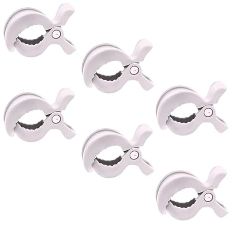 WUSJCOF 6 Piezas Clips para Cochecito, Pinzas Universales, para Befestigung, para Cochecitos, Sillones, Sillas de Ruedas (blanco)