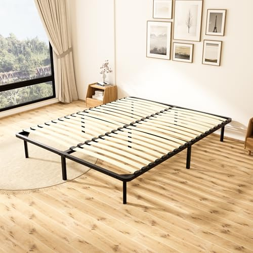 TEENO Sommier 160x200 | Sommiers à Lattes avec 9 Pieds | 2 x 18 Lattes | Hauteur 29cm | Cadre de Lit 160x200 avec Sommier | Idéal pour Matelas Double