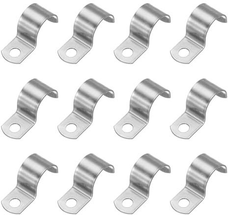 PATIKIL 22 mm (7/8 tum) styvt rörrem, 12 st 304 rostfritt stål ledningsklämma 1 hål tjock U-fäste rörklämma rörrem för rörkabel kabelfixering