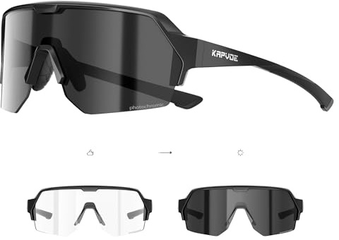 KAPVOE Occhiali Ciclismo Fotocromatici con Protezione UV400 Occhiali da Sole Sportivi Uomo Donna per Mountain Biking Running MTB K360