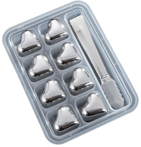 Reusable Ice Stones, Reusable Cooling Stones Drinking, Stainless Steel Heart Shape High Cooling Tech Refrigeration Rocks for Fast Freezing