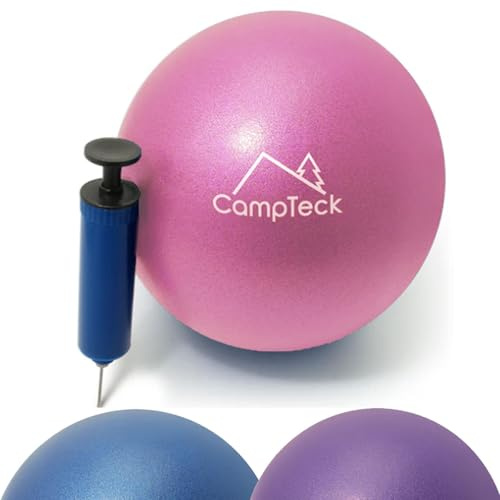 CampTeck U7312 Yoga Pilates Ball Plastic Anti Burst 23cm Pilates Ball for Exercise, Gym, Fitness, Core Training etc With Hand Pump - Pink
