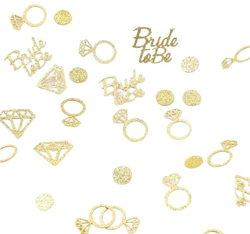 Glittrande konfetti konfetti 100 st, diamantring för brud, hjärta, kväll för singel, förlovning, bröllop, fest, bord, spridda (guld)