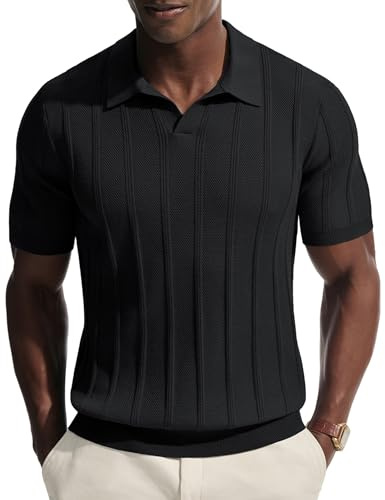 PJ PAUL JONES Mens Polo Shirts Short Sleeve V Neck Knitted Polo T Shirts Tops